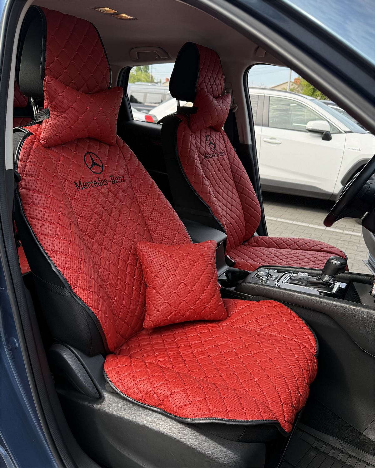 Комплект накидок на передні та задні сидіння (червоний еко шкіра) Mercedes-Benz