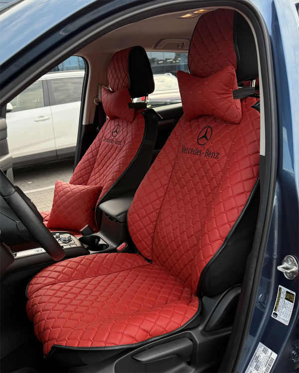 Комплект накидок на передні та задні сидіння (червоний еко шкіра) Mercedes-Benz